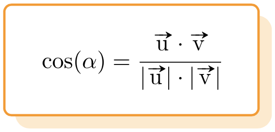 formula del angulo entre dos vectores